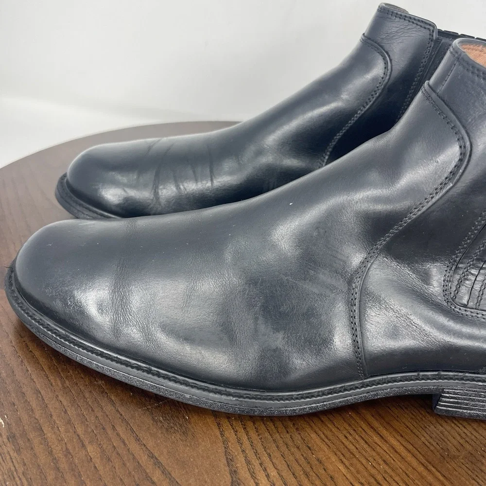 Johnston & Murphy XC4 Boots Men 11.5M Black Sheepskin Chelsea Dual Width Pull On